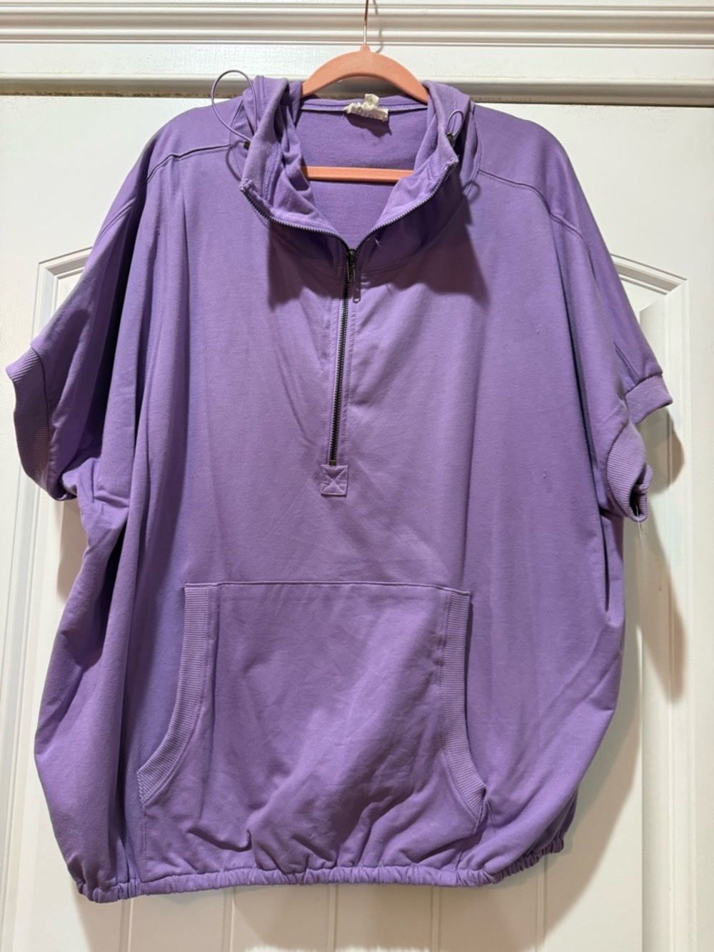 BiBi Lavender Half-Zip Hooded Pullover Top